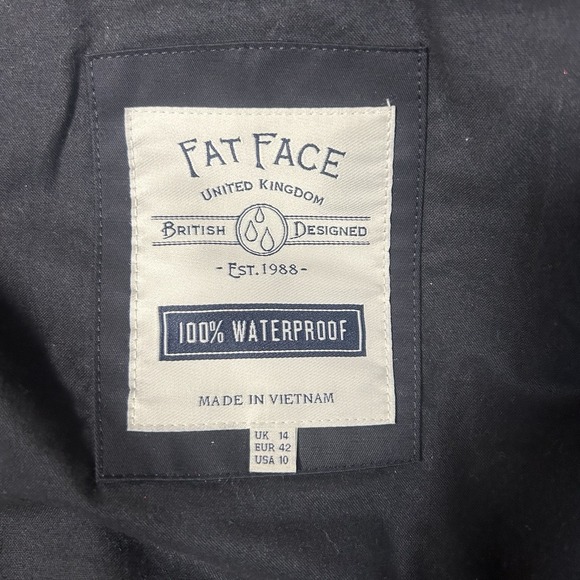 Fat Face Black Taylor Woman's Waterproof Jacket Size 10 Hooded Coat - Picture 7 of 12